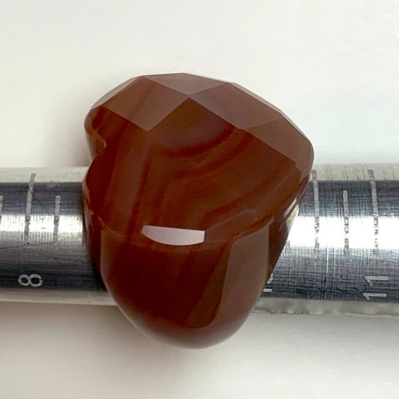 Banded Agate Faceted Heart-Shape Ring Sz 10 - Picture 5 of 8